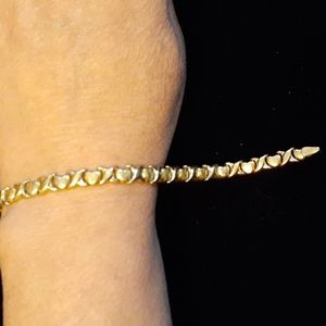 14k yellow gold XO hearts & crosses bracelet